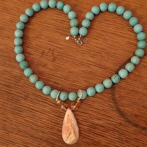 Chunky Turquoise and Orange Druzy Necklace